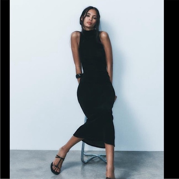 NWT Zara Velvet Midi Dress - Picture 2 of 13